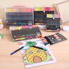 24/48/120 Colors Acrylic Paint Markers Dual Tip Fine Brush Art Pens