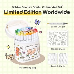 Ohuhu x Bobbie Goods 48 Colour Alcohol Marker Set – Brush & Fine Dual Tip