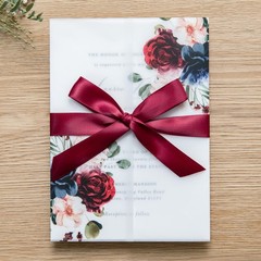 50 PCS Vellum Jackets for 5×7 Invitation Cards Burgundy Navy Blue Flowers