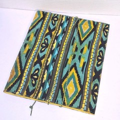 Canvas Sketch Book Paperback Moroccan Indian Tribal Green Yellow Aztek Print