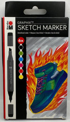 Marabu Sketch Marker Pen Set Graphix HEAT (6pk)