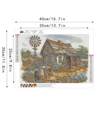 Landscape Diamond Art Kits for Adults, 5D Landscape Wooden Floral wooden house