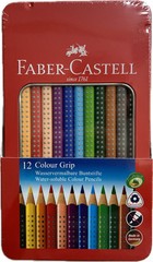 Faber-Castell Colour Pencil Colour Grip Tin of 12 Triangular Wood Barrel 112413