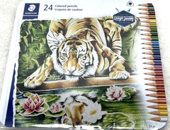 Staedtler 24-Pk Color Pencils Set 3.0 mm Lead Break Resistant Metal Tin Case