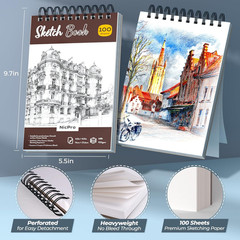 Nicpro 58 PCS Art Drawing Supplies Kit in Leather Case, Art Mechanical Pencil Se