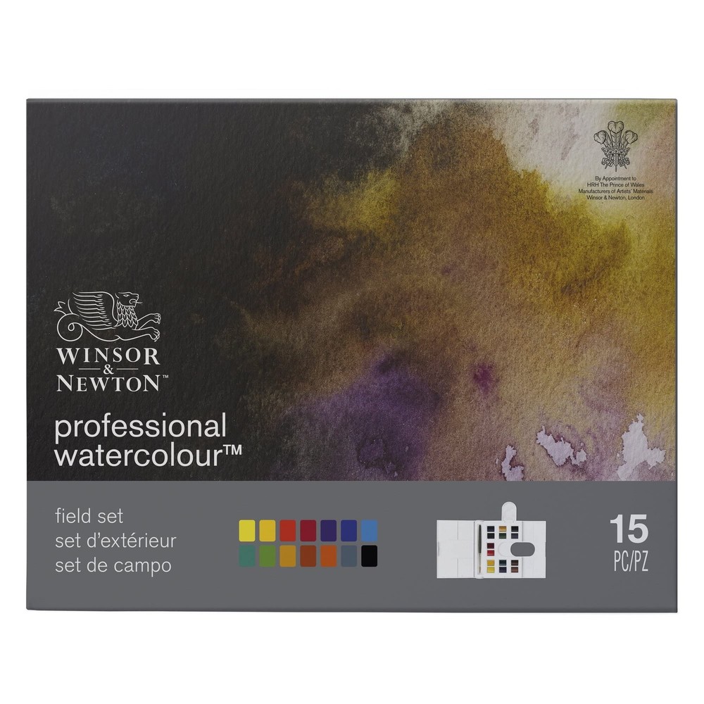 Watercolor Paint Set 14 Half Pans Field Box Winsor Newton