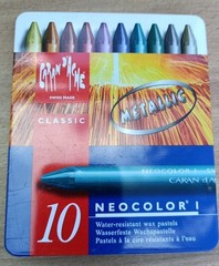 Caran d’Ache Neocolor I Set of 10 Metallic Water Resistant Wax Pastel