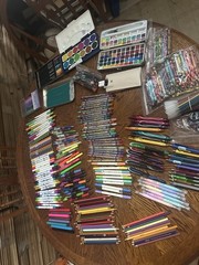 Art Supplies Lot Markers Pens Oil Pastels Crayons & More Prismacolor Crayola