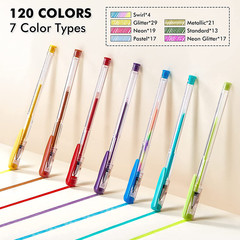 120 Unique Colors (No Duplicates) Gel Pens Gel Pen Set for Adult Coloring Books