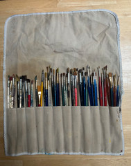 Lot of 102 Used Artists Brushes Various Brands: Daler & Rowney, Grumbacher, etc.