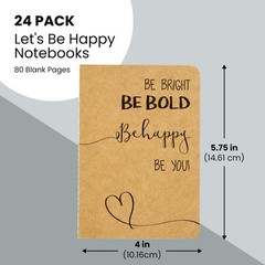 Kraft Notebooks Bulk, 80 Blank Pages, 4 x 5.75 in Mini Pack of 24, Brown