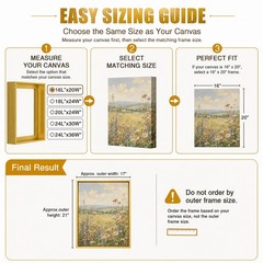 8×12 Canvas Floater Frame, 1.25″ Deep Wood Grain Texture Floating Picture Fra…