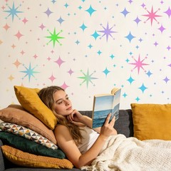 18pcs Large Star Stencils (16″ x 11.7″) and Small (5.4″ x 5.4″), White