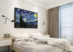 Starry Night Black Framed Wall Art, Vincent Van Gogh Canvas Print art, Classi…