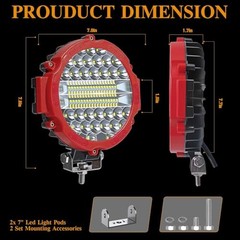 4 Pcs 201W Led Light, 7 Inch Led Light Bar Spot Flood Combo 4pcs 7inch 201w-red