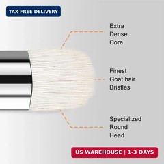 Drybrush Set, 5 Sizes Miniature Paint Brushes, Multipurpose, Animal Hair, White,
