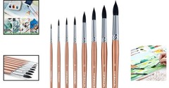 Champagne-Colored Goat Hair Round Brushes – 8 Piece Set for Durable Performance