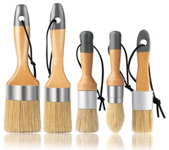 Juego 5 Brochas Chalk Paint y Cera Pinceles Redondos Naturales DIY Muebles,Nuevo