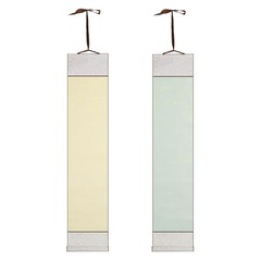 70.5″ x 12.6″ 2 Pcs Blank Hanging Scroll Paper Wood Rod, Light Beige/Sky Cyan