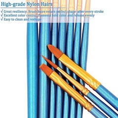 4 Sets of Fine Tip Nylon Hair Brushes for Acrylic, Oil & Watercolor Artistry