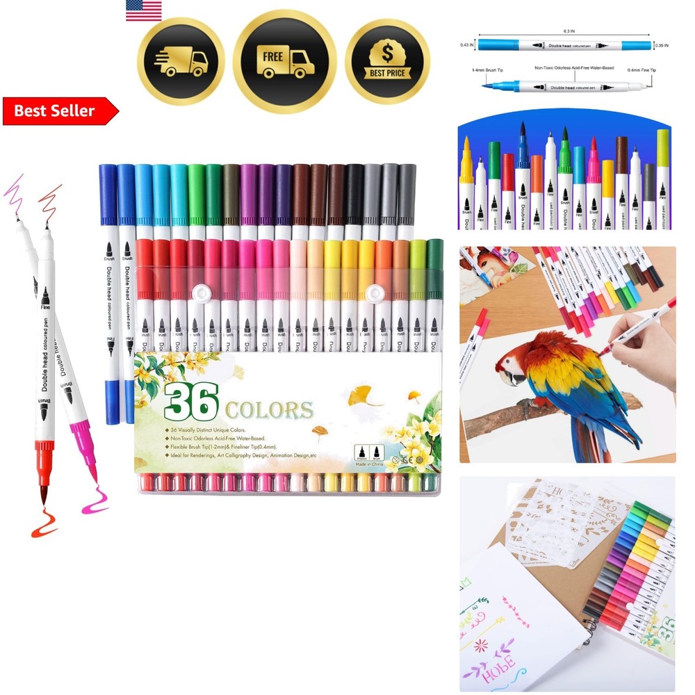 Art Markers Set for Adult Coloring Drawing Calligraphy Dual Tip 36 Colors