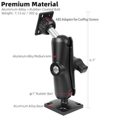 Car Mount for CarPlay Screen, Aluminum Alloy Medium Arm & Square 6.1″ Length