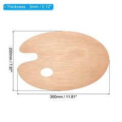 3Pcs 8″x12″ Wooden Paint Palette Wood Color Mixing Oval Painting Palette