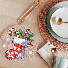 ijbnhd Christmas Diamond Painting Coasters Kits, 8 4X4X0.1, Christmas-1