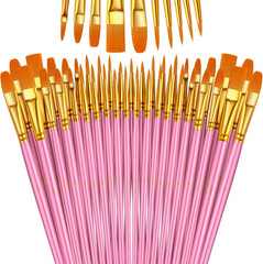 Paint Brushes Set, 5 Pack 50 Pcs Round-Pointed Tip Paintbrushes Nylon Hair Artis