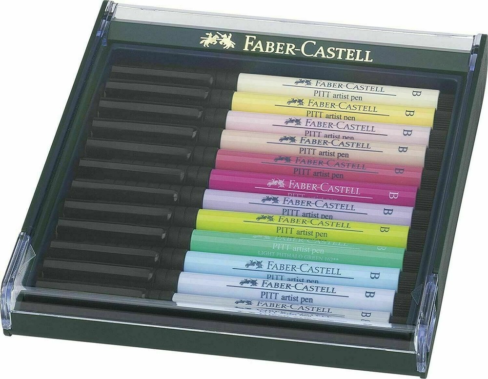 Faber-Castell – PITT Artist Brush Pens – 12 Pastel Tones in Display Box – 267420