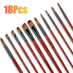 18Pcs Artist Brushes Set Nylon Brush for Oil Watercolor Artist Painting Art NEW