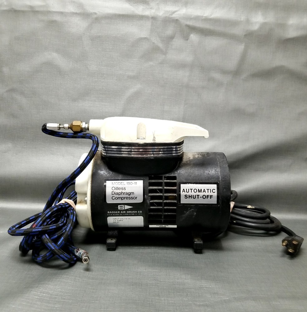 Badger Air Brush Oilless Diaphragm Compressor 180-11 HZ60 115V Works!