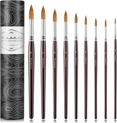 Sable Watercolor Brushes 9Pcs Professional Superior Kolinsky Watercolor Paint Br