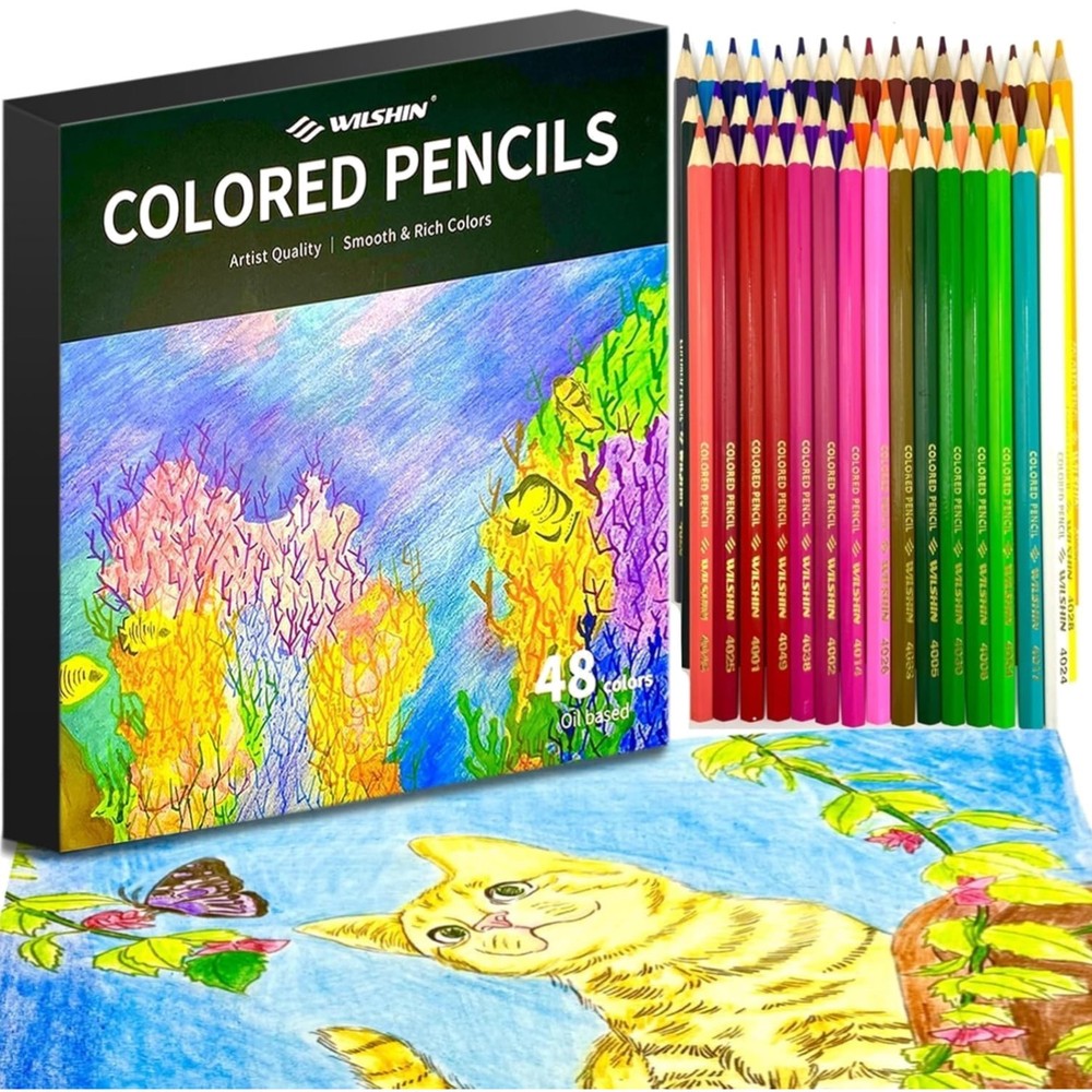 Colored Pencils 48 Count Set for Adult Coloring Books & Art Supplies