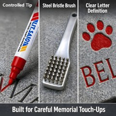 ESPETIO Red Dog Tombstone Marker Pen Stone Weatherproof 2 Pack