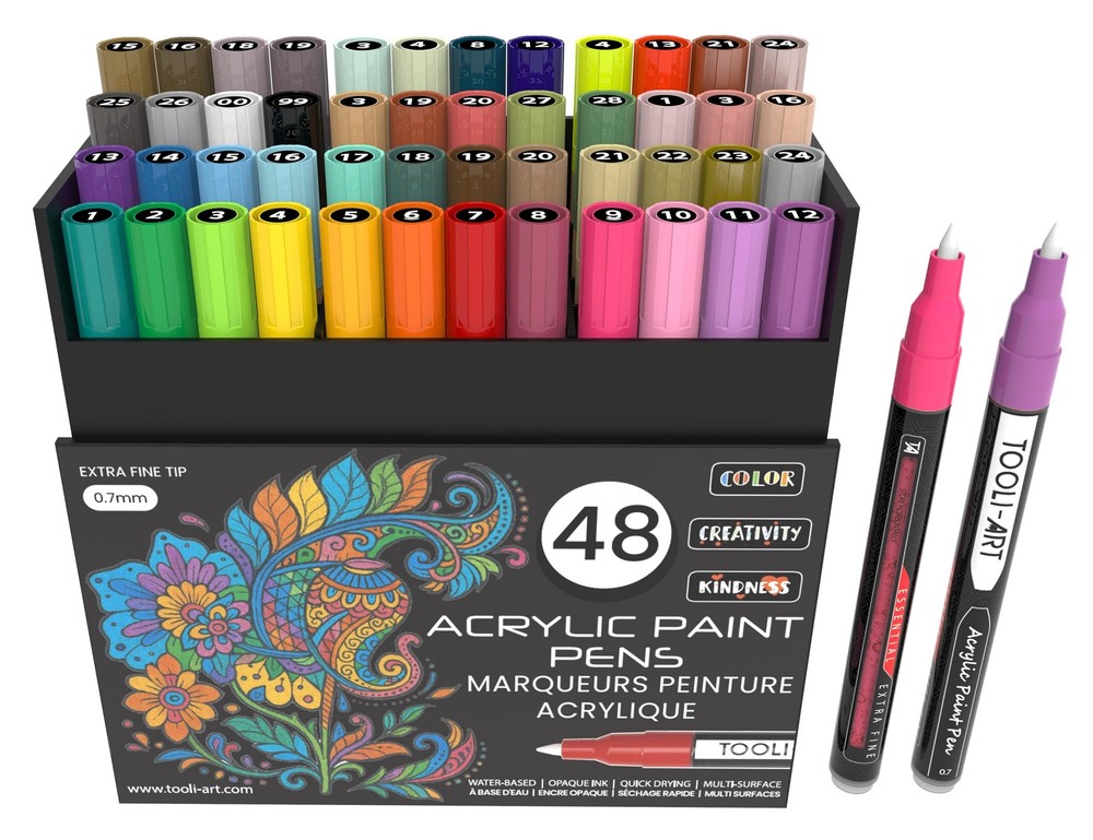 Acrylic Paint Pens 48 Markers Set Assorted Colors Limited Edition 0.7mm Extra…