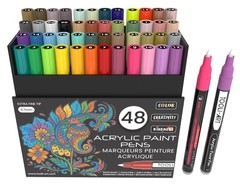 Acrylic Paint Pens 48 Markers Set Assorted Colors Limited Edition 0.7mm Extra…