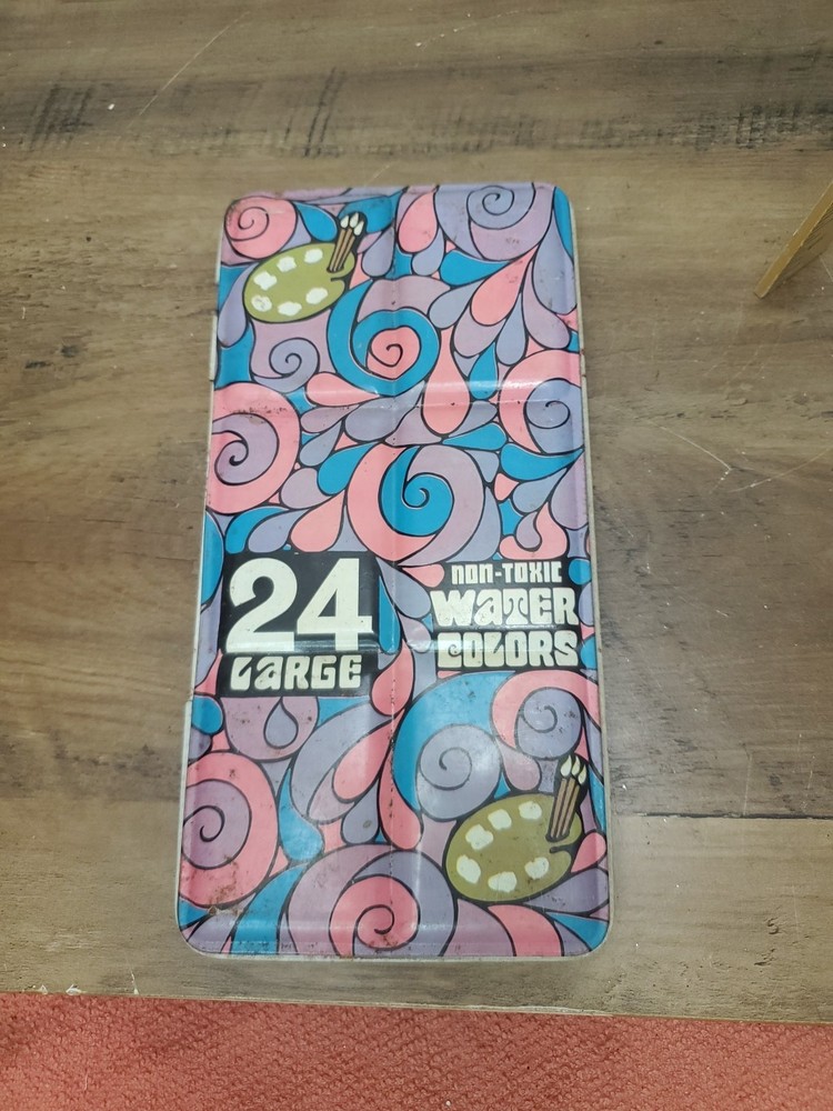 Vintage 70s Collectible 25 Water Color Set Box Made  In  England Psychedelic