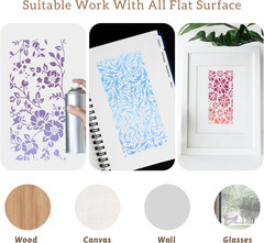 16 Pcs Stencils for Crafts Reusable Stencils for Painting Texture Stencils Ba…