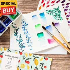 30 Sheets Watercolor Paper Pad, A5 (8.3 x 5.8) Cold Press Watercolor Paper, 140