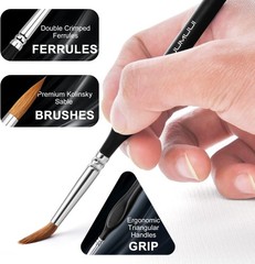 Professional 10-Piece Kolinsky Sable Brush Set for Watercolor & Acrylic Painting