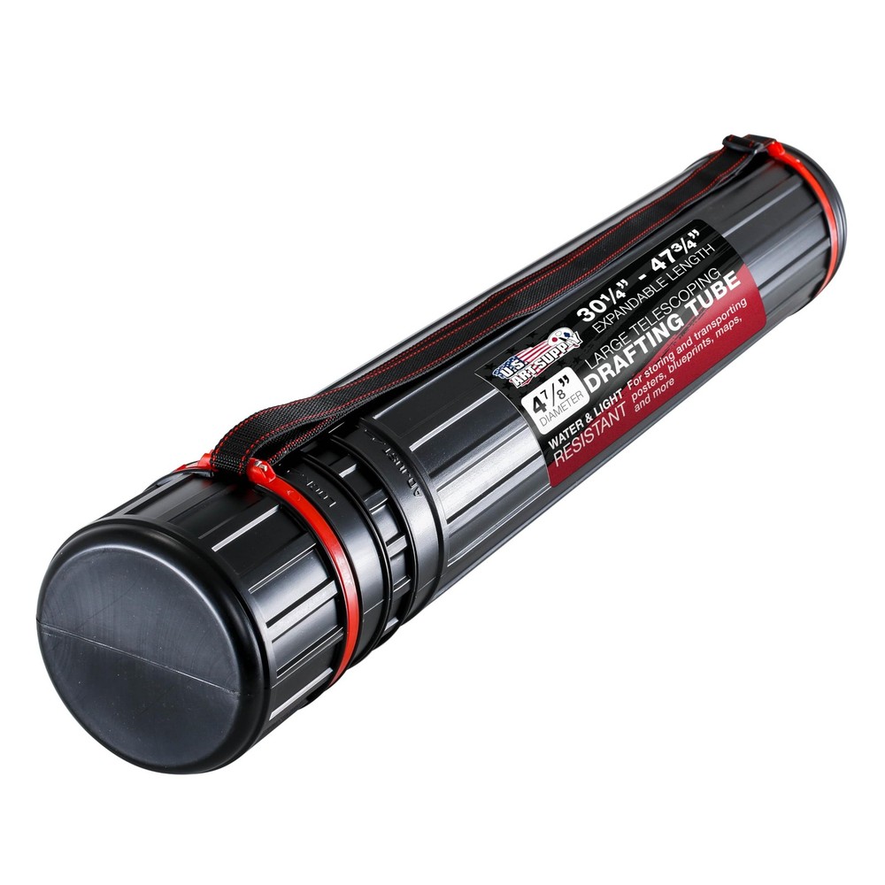 U.S. Art Supply Large Poster Tube – Telescoping 4-7/8″D x 47-3/4″L, Black