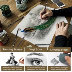 Drawing Sketching Pencil Set, 24 Piece Pro Artist 1 Count (Pack of 24), Black