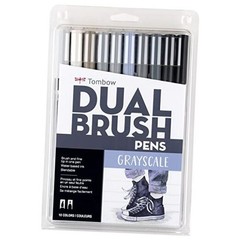 56171 Dual Brush Pen Art Markers, 10-Pack. 10 Count (Pack of 1) Grayscale