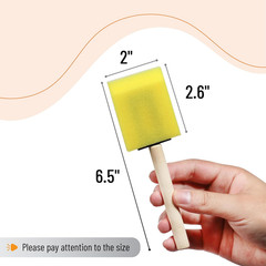 Bates- Foam Paint Brushes, 2″, 16 Pack, Yellow Sponge Brushes for Painting