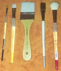 Lot of 5 NEW Artist Brushes watercolor acrylic flat mop dagger short Royal LOOK