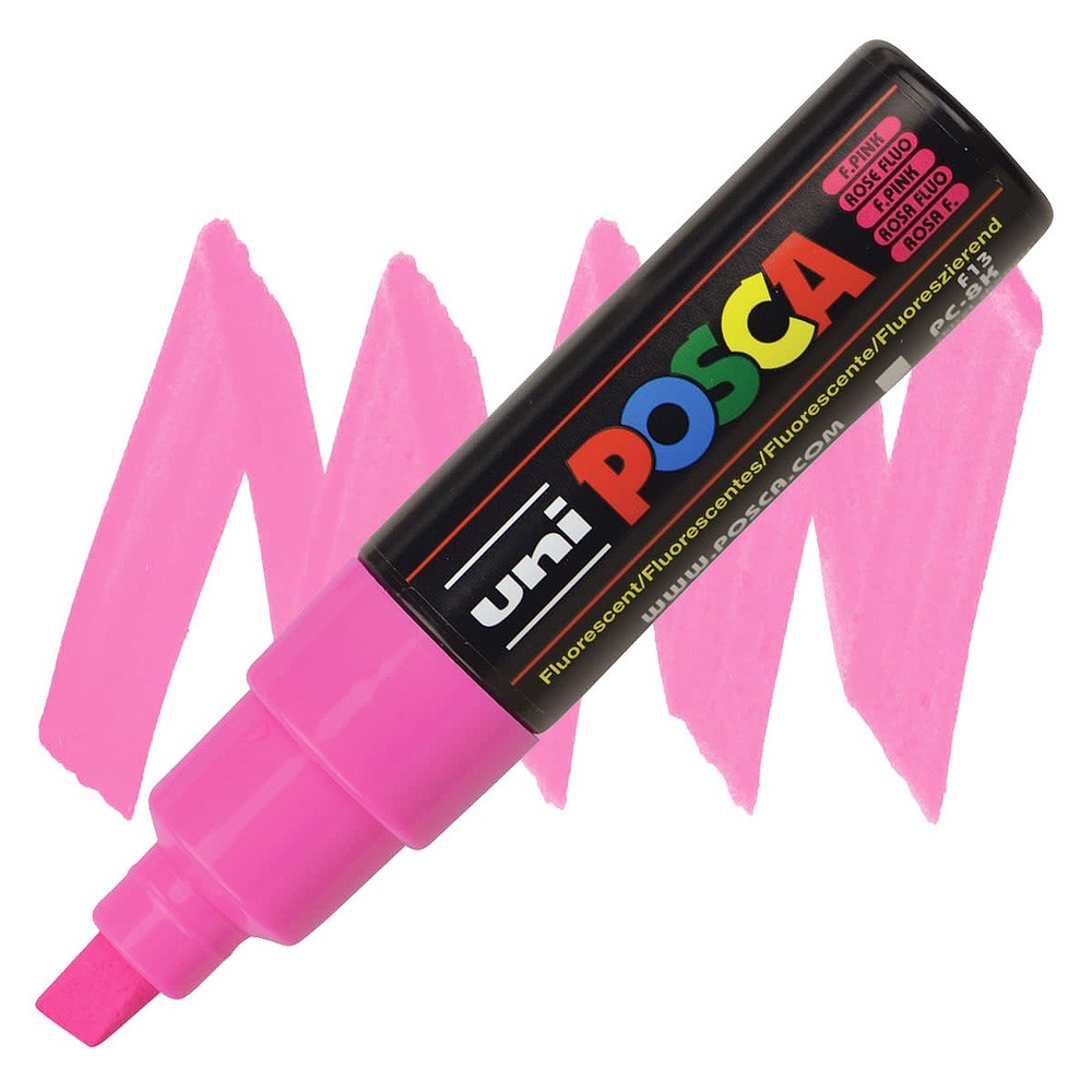 Posca Markers, Paint Marker, Fluorescent Pink 8K, Broad Tip, Opaque, Acrylic