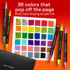 36 Acrylic Paint Markers – Paint Pens for Drawing – for Fabric, Rock, Glass, Woo