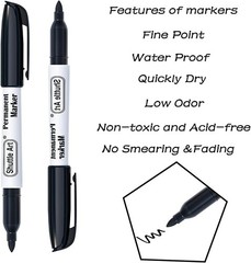 Versatile 24 Black Fine Tip Permanent Markers for All Surfaces – Non-Toxic