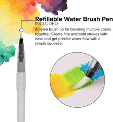 Watercolor Brush Pens Set of 20 Premium Colors – Real Brush Tips – No Mess Stora